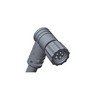 Amphenol LTW 8HP-05AFFM-SR7A03 Sensor Cables / Actuator Cables Guided M8 Circular Metric Connector, Plastic, 3A+1.5A, 05 pins, Female Connector, Female Contact, Right Angle, Screw Thread, Overmolded, Length 3000mm, IP67 Mated