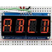 Adafruit 1911 Display Development Tools Quad Alphanumeric Display - Red 0.54 Digits w/ I2C Backpack - STEMMA QT / Qwiic