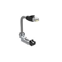 Amphenol Canada DRPC32A007A40 Modular Connectors / Ethernet Connectors Cable, Cat6A, Industrial RJ45, 90 deg  top exit to standard RJ plug, 24AWG, 1.0m, 50u gold