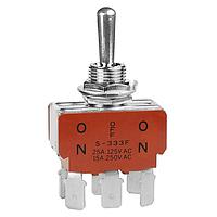 NKK Switches S333F/U Medium, High Capacity Standard Size Toggles 20A 125-250VAC 20VDC DPDT ON-OFF-ON QC