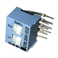 CTS Electronic Components 206-212RAS DIP Switches 2 switch sections DPDT
