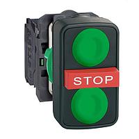 SCHNEIDER XB5AA731327 Flush FLUSH THREE BUTTON COMPLETE STOP GREEN