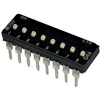 CTS Electronic Components 209-8MSF DIP Switches THROUGH HOLE, GOLD DIP SWITCH, 8-POLE, MEDIUM ACTUATOR, BOTTOM SEAL, OFF, TUBE PACK