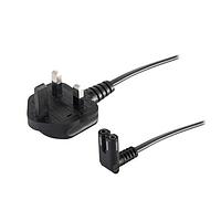 Same Sky (formerly CUI Devices) AC-2-C7-FR-S-W UK AC Power Cord AC Cord UK, C7 for C8 inlet Flat RA, HO3VVH2-F 0.75MM/2, 1M, White