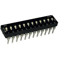 CTS Electronic Components 210-12MSD DIP Switches THROUGH HOLE, GOLD FLASH DIP SWITCH, 12-POLE, MEDIUM ACTUATOR, BOTTOM SEAL, STRAIGHT TERMINAL FORM, TUBE PACK
