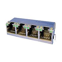 Amphenol Commercial Products RJE724881441 Modular Cat 5e 4 Port 8P8C Shielded w/LED's