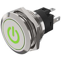EAO 82-6151.1AA4.B002 Anti-Vandal Illuminated pushbutton.momentary.22mm D-Shape.Stainless steel.Flush/flat.Illum symbol B002 Stand by red/green.24V.Ag.Plug In
