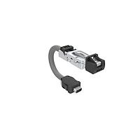 Amphenol Canada DRPC62A009A40 Modular Connectors / Ethernet Connectors Cable, Cat6A, Industrial RJ45, straight exit to standard ix plug B key, 24AWG, 1.0m, 50u gold