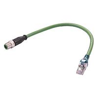 HARTING 09486896018200 Cat 5 M12 D-code Overmolded Cable Assembly, straight male to RJ45 Cat5, 4xAWG22/7, PUR green, 20m