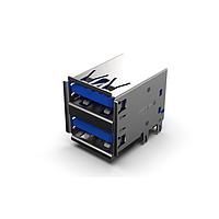 GCT (Global Connector Technology) USB1100-30-A USB Type A Connectors USB3.0 A Dual Skt, Thru Hole, R/A, 30u", W/shell stake, T&R