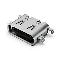 GCT (Global Connector Technology) USB4510-03-1-A PCB Mid Mount USB C Rec 16P 3u" Mid Mnt 1.6mm O-set SMT L = 6.5mm S-Spring