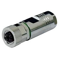 Amphenol Industrial HDM12PF08ASTMC Straight MaxM12, Female Straight Plug, 8 female socket contacts, A code, crimp contacts, without dust cap, RoHS compliant