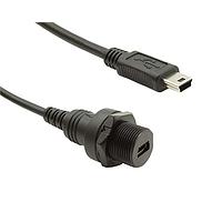 Bulgin PXP0025/MB/0M50/MB USB Cable Compact Plastic Rear Panel Mount Mini USB F to Mini USB M Cable Assembly 0.5m