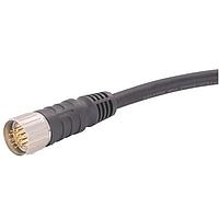 HARTING 21373300F72050 Harting M23 Single Ended Overmolded Cable Assembly, 17pin, male straight, PUR black, 5.0m