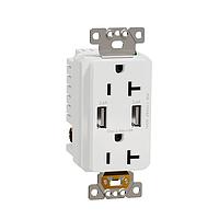 Square D SQR55241WH USB Type A USB A/A 4.8A CHARGR TR DUPLX 20A RECP WH