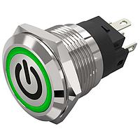 EAO 82-5151.1134.B002 Anti-Vandal 82-5151.1134.B002.Illuminated pushbutton.momentary.19 mm.stainless steel.flush/flat.ring.green.24 V.soldering terminal.stand by