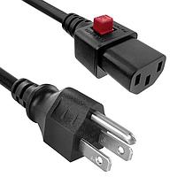 Qualtek Electronics 512005-01 AC Power Cords NEMA 5-15P to Q-Secure Locking IEC 60320 C13, 18AWG / 3C, SJTW, 105C, 144 inches, Black color, 125VAC 10A