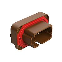 Amphenol SINE Systems AT15-18PD-BM04BN Connectors 18 Position, Straight Flange Mount PCB Receptacle, Tin Plated Contacts Included, Potted, Keyed D, Brown
