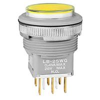 NKK Switches LB25WGG01-JE Sealed ON-(ON) ROUND PANEL SEAL CLEAR/YELLW CAP