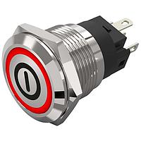 EAO 82-5151.2113.B001 Anti-Vandal 16 mm, Illuminated pushbutton, Stainless steel, flush/flush, Screwterminal, Maintained, Silver Contacts, Ring, Green, 12 V AC/DC