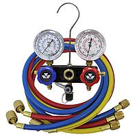 MasterCool 97772-MRB Aluminum Manifold Gause Set (With Nilon Barrier Hoses And Auto Shut-Off Valves)