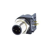 NorComp 861-D04-21SR004 Right Angle M12 4P D-CODE FEMALE RA PCB SS SHL,SS NUT
