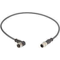 HARTING 21348487491300 Sensor Cables / Actuator Cables M12 A-code Double Ended Overmolded Cable Assembly, 4pin, straight male to angled female, PUR Black, 30m