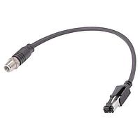 HARTING 09480222011020 Ethernet Cables / Networking Cables M12 D-code Overmolded Cable Assembly, straight male to RJ45, EtherRail Flex (4xAWG22/7), black, 2.0m