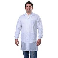 Desco 73633 Lab Coat with Knitted Cuffs (White, Large)
