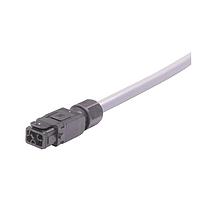 HARTING 33501100203050 Rectangular Cable Assemblies Han 1A 5+PE IP65 single ended Cable Assembly, unshielded, female, snap-in version, 6x16AWG, PVC gray, 5.0m