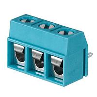 Same Sky (formerly CUI Devices) TB002V-500-03BE Fixed Terminal Blocks Terminal block, screw type, 5.00 , vertical, 3 poles, CUI Blue, slotted screw, PCB mount
