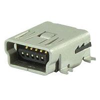 Same Sky (formerly CUI Devices) UJ2-MBH-4-SMT-TR Mini USB Type B Connectors USB 2.0 mini B jack 5 pin Horizontal SMT