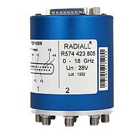 Radiall R573F93205 High Frequency Relays SP12T Ramses SMA 18GHz Latching Self-CO Auto-reset Ind. 28Vdc Diodes D-sub conn.