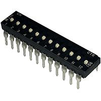 CTS Electronic Components 210-12MSF DIP Switches THROUGH HOLE, GOLD FLASH DIP SWITCH, 12-POLE, MEDIUM ACTUATOR, BOTTOM SEAL, OFF, TUBE PACK