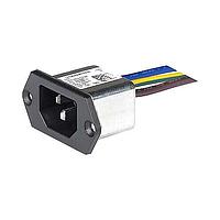 Schurter 3-132-198 Inlets Appliance Inlet with Compact Standard Filter, C14, Screw Mount Front/Rear, Flexible Wire Connections