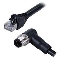 Same Sky (formerly CUI Devices) CDM1260-04D-01MRA-1M-RJ45-67 M12 Cable Angled,Shielded,D-Code 4PIN ,Screw Copper alloy,PVC  1.0M,+RJ45