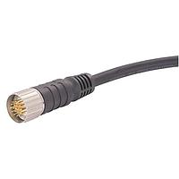 HARTING 21373300D75100 Harting M23 Single Ended Overmolded Cable Assembly, 19pin, male straight, PVC black, 10.0m