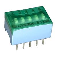 CTS Electronic Components 206-5ST DIP Switches SPST 5 switch sections
