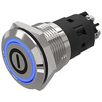 EAO 82-5152.2123.B001 Anti-Vandal 16 mm, Illuminated pushbutton, Aluminium, flush/flush, Screwterminal, Maintained, Silver Contacts, Ring, Red, 24 V AC/DC