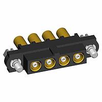 Harwin M80-4000000F1-04-307-00-000 Power to the Board Datamate Mix-Tek Female Cable Connector, Hexagonal slotted jackscrews, no signal contacts, 4 x  2.7mm Crimp Coax contacts