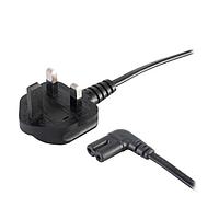 Same Sky (formerly CUI Devices) AC-2-C7-R-S-B UK AC Power Cord AC Cord UK, C7 for C8 inlet RA, HO3VVH2-F 0.75MM/2, 1M, Blue