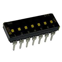 CTS Electronic Components 209-7LPSTFD DIP Switches THROUGH HOLE, GOLD DIP SWITCH, 7-POLE, LOW PROFILE ACTUATOR, BOTTOM SEAL, TAPE SEAL, OFF, STRAIGHT TERMINAL FORM, TUBE PACK