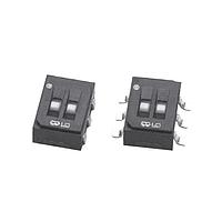 Nidec Components CAS-220TA2 SMD Slide Switch DPDT, ON-ON, slide, J-hook SMD terminals, 100mA @ 6V DC, T&R packaging, non-washable with seal tape