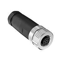 Banner Engineering BFW-M12F8-8X Field Wireable Connector Field Wireable: M12; 8-pin Straight Female; 22 AWG 6-8 mm Cable Range; Screw Terminal; PA+GF Black Body; Aluminum Alloy Coupling Nut