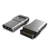 GCT (Global Connector Technology) USB4155-03-C PCB Edge Mount USB Type C, Plug, SMT , G/F, Right Angled Mount, T & R
