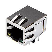 Same Sky (formerly CUI Devices) CRJ010-ML1-TH Magnetic Jack RJ jack, 1 port, 8P8C, 6u, shielded, spring tabs, Y/G LED