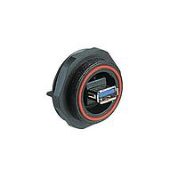 Bulgin PX0848/A3 USB Receptacle IP68 A type 3.0 USB, rear panel mounted. Sealed A type 3.0 at front of panel, 10 way header at rear