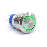 E-Switch ULV4F2GSS3P1 Anti-Vandal Anti-vandal, DPDT, On-On, Panel Mount, Front, Silver, LED, Green/Yellow, IP67
