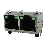 Amphenol Commercial Products RJE392886440 Modular RA, 8P8C, Two Port, With Shield, With LEDs