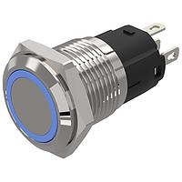 EAO 82-4551.2123 Anti-Vandal 82-4551.2123.Illuminated pushbutton.maintained.16 mm.aluminium natural.flush/flat.ring.blue.12 V.soldering terminal